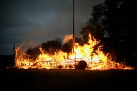 Viking boat being burned on Butser hill to celebrate the Equinox.