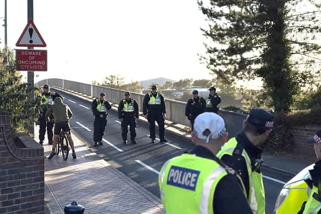Police at Haslar Marina in Gosport, Hampshire
