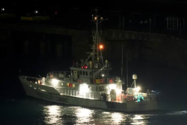 Border Security Command vessel HMC Vigilant returns to the Border Security Command compound in Dover, Kent, following a small boat incident in the Channel. Picture date: Wednesday September 23, 2026. PA Photo. Photo credit should read: Gareth Fuller/PA Wire