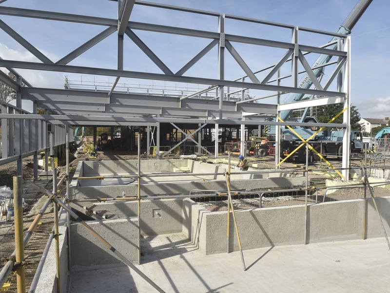 Milestone reached after concrete has been poured in to the main pool at Bransbury Park Leisure Centre on Thursday, September 24, 2026. Picture: Sarah Standing (240926-8073)