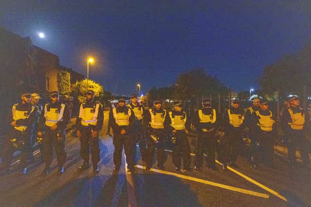 Police in Gosport after British rescue boats were sent to collect the migrant dinghy passengers (PA)