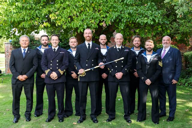 Diving Threat Exploitation Group (DTXG) Bravo Squadron came together at Mountbatten House, HMNB Portsmouth for the presentations of the Firmin Sword of Peace by Fleet Commander, Vice Admiral Steve Moorhouse.