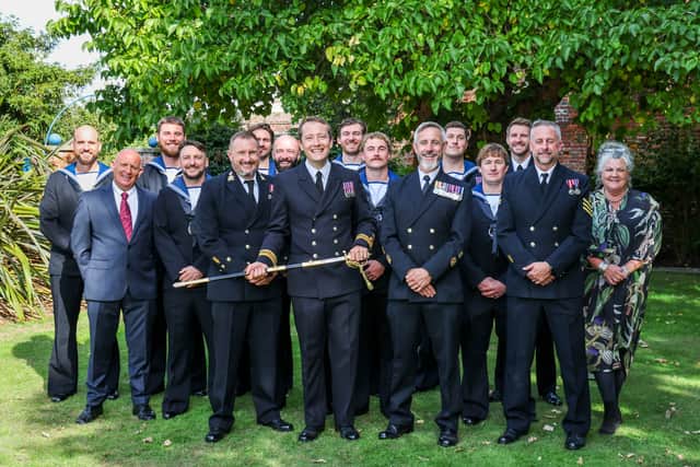 Group photo of all members of Portsmouth Diving Threat Exploitation Group Bravo Squadron.