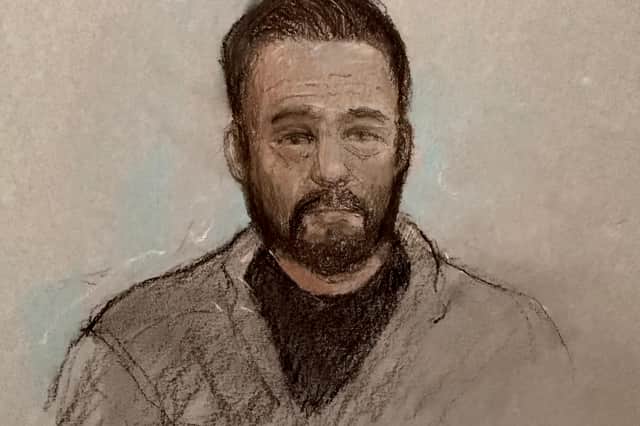 An artist’s impression of Danny Tommo in court