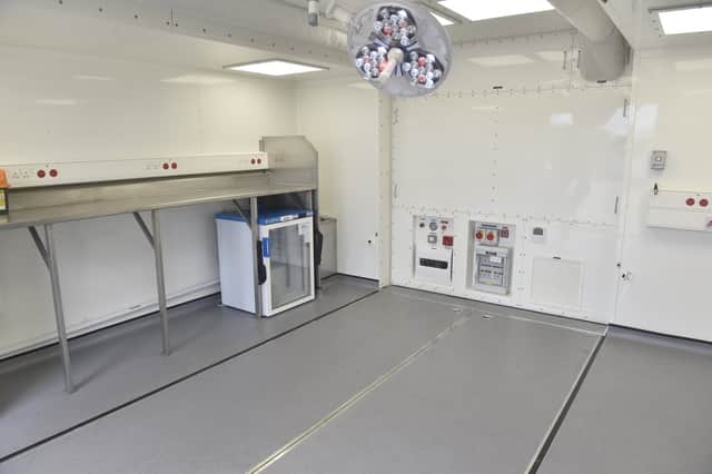 Inside one of the medical pods being developed for the Royal Navy.
