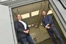 World-leading medical pods are being built for the Royal Navy by Force Development Services in Fareham. Pictured is: Managing director Claire Hemmings and business development director Paul Keating-Brown, former Royal Navy Lieutenant Commander.