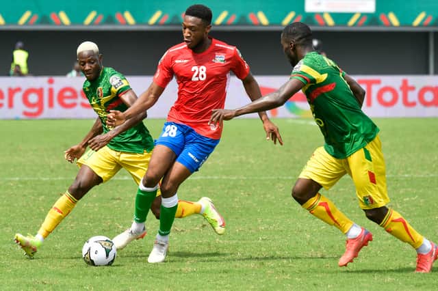 Ebou Adams in action for The Gambia. Pic: Getty