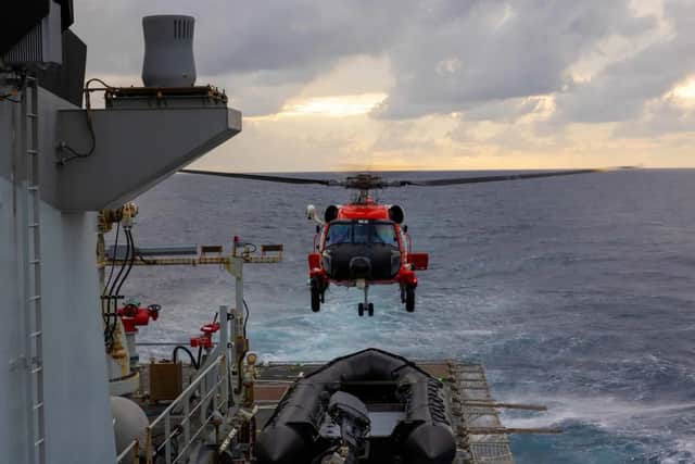 HMS Trent training alongside US Coast Guard forces during a recent Caribbean deployment.