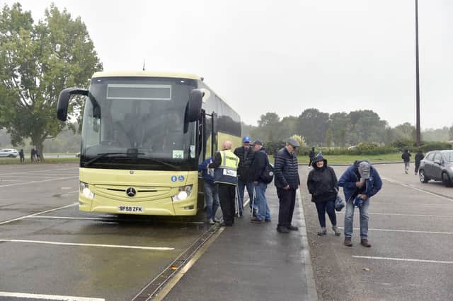 Pompey fans arriving back at Lakeside following last season's goalless draw at St Mary's. Picture: Sarah Standing