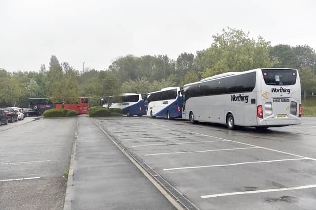 'Bubble' buses were used to transport Pompey fans to St Mary's in September 2025, with Lakeside one of the pick-up points. Picture: Sarah Standing