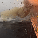 The Royal Navy and US forces blow up the retired warship USS Klakring while testing a new ship-busting missile.