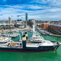 Sir Jim Ratcliffe's 75 million pound super yacht in Gunwharf Quays. Picture: My Portsmouth By Drone