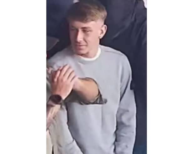Police are asking for help in identifying this man after a flare was thrown at supporters from the away end at Fratton Park.