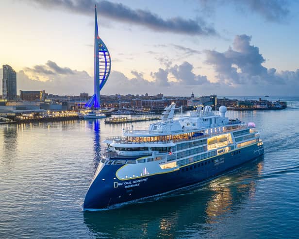 National Geographic Endurance cruise ship sailing to Portsmouth for the first time.