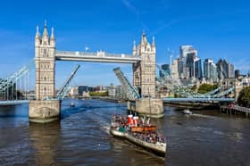 PS Waverley is celebrating her 80th anniversary by sailing under Tower Bridge in London.