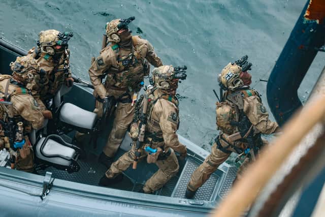 Royal Marines from the UK Commando Force conduct boarding training on Faroese fishing vessel, Gotunes FD 950 during Ex LION PROTECTOR 26 in the Faroe Islands.