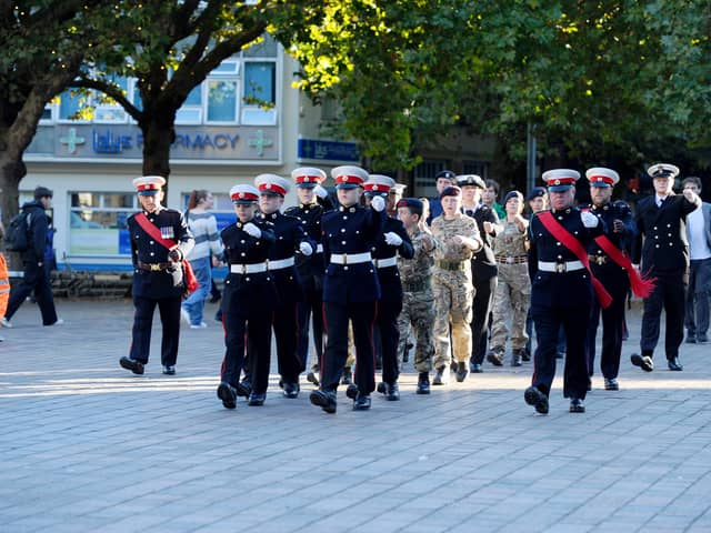 Cadets marched through Guildhall Square to mark the 125th anniversary of the Volunteer Cadet Corps (VCC).