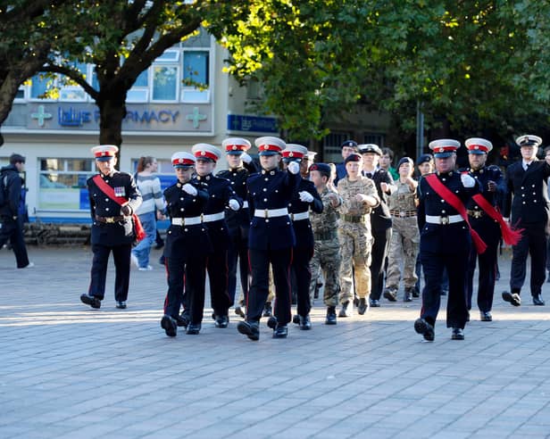 Cadets marched through Guildhall Square to mark the 125th anniversary of the Volunteer Cadet Corps (VCC).