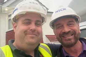 Tom Bickerton with DIY SOS presenter Nick Knowles
