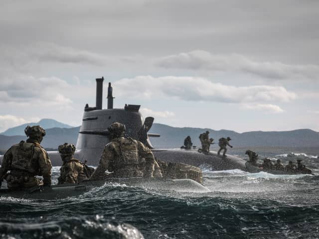 Royal Marines Commandos aboard U-Boat off the North coast of Scotland during Strike Warrior 26.