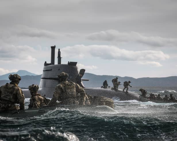 Royal Marines Commandos aboard U-Boat off the North coast of Scotland during Strike Warrior 26.