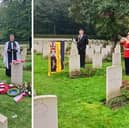 The grave of Private (Pte) Sidney Allen, 7th Battalion Hampshire Regiment, was discovered 81 years after his death. Pictured: Corporal Wendy Robert, The Band of the Mercian Regiment sounds Last Post at the rededication service as Colonel (retired) Stephen Owen OBE, Royal British Legion, pays his respects.