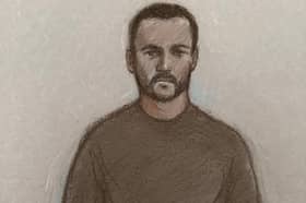 Court artist sketch by Elizabeth Cook of Royal Navy sailor Teddy Young appearing at Westminster Magistrates' Court, London, where he was charged with engaging in conduct preparatory to the commission of an offence under the National Security Act 2023 and a second allegation of obtaining, accepting or retaining material benefit from a designated body. Picture date: Thursday October 8, 2026.