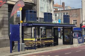 A trio of bins found their way to the top of a bus stop in Commercial Road this weekend.