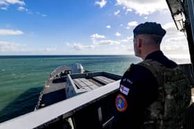 Force protection team closed up onboard HMS Dauntless. The Type 45 destroyer will be joining HMS Prince of Wales on Operation Firecrest.