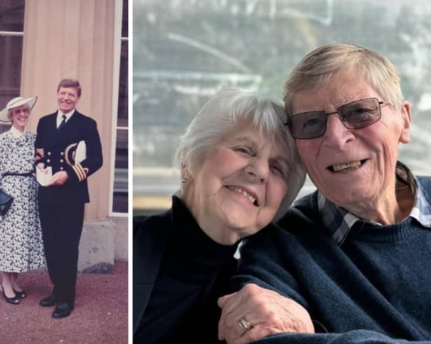 Royal Navy Commander Anthony 'Tony' Wilkins, who taught King Charles III while he was a young naval officer, has died at the age of 91. Pictured is himself alongside his wife Julia.