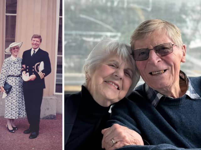 Royal Navy Commander Anthony 'Tony' Wilkins, who taught King Charles III while he was a young naval officer, has died at the age of 91. Pictured is himself alongside his wife Julia.