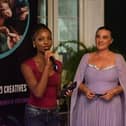 Adey shared her powerful poetry at the official launch of nominations for Pamodzi Creatives' Inpirational Women 2027. Host Debbie Smith watches on