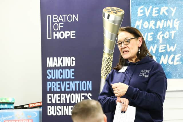 Lara Kynvin speaking at the Baton of Hope project in Portsmouth in February 2025 