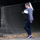Sally Pearson arrives at Portsmouth Crown Court after being charged with assault by beating of an emergency worker and a racially aggravated public order offence.