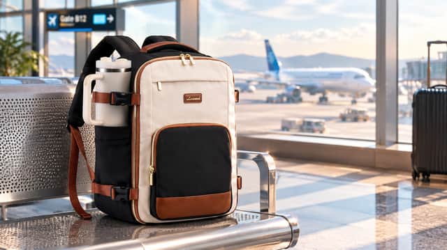 LOVEVOOK 24-litre underseat cabin backpack in black, brown and beige