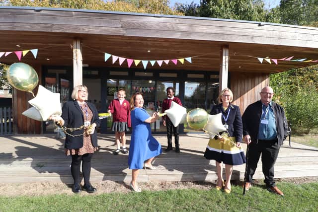 Gosport Mayor opening new King's Academy Rowner library on Wednesday 15th October 2026

Pictured: Kerry Sharpe - Associate Head Teacher, Mayor of Gosport Kristen Bradley, Georgina Mulhall - Head Teacher, Chris Brunt - School Governor with Ruby 10 and Max 10 marking the opening

Picture: Habibur Rahman