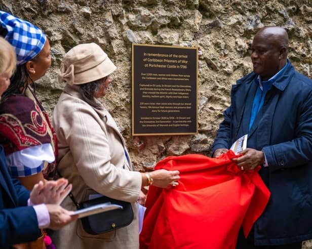 The plaque in remembrance of the arrival of Caribbean prisoners of war at Portchester Castle in 1796 has gone missing.