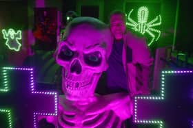 Liam McErlean from Ireland Way, Waterlooville, is putting on his second Halloween Light Show to raise money for Andy's Mans Club.

Picture: Sarah Standing (161026-157)