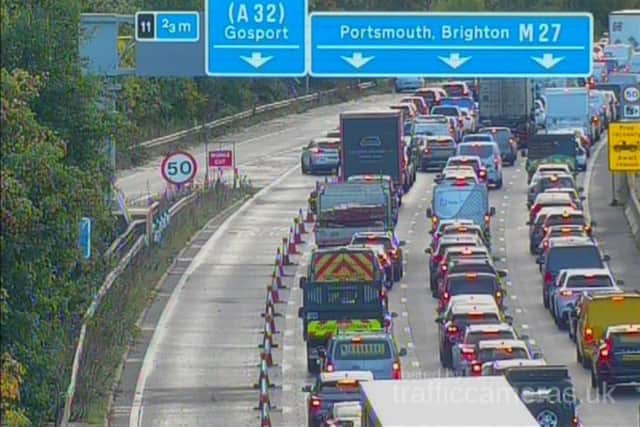 Traffic on the M27 following motorbike crash.