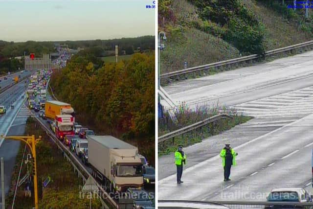 Emergency services remain at the scene of the crash on the M27.