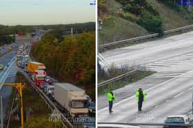 Emergency services remain at the scene of the crash on the M27.