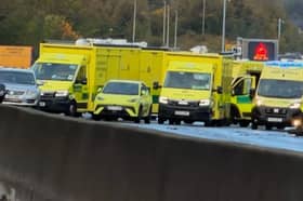 Emergency services at the scene of the motorbike crash on the M27.