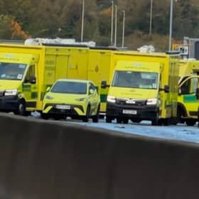 Emergency services at the scene of the motorbike crash on the M27.