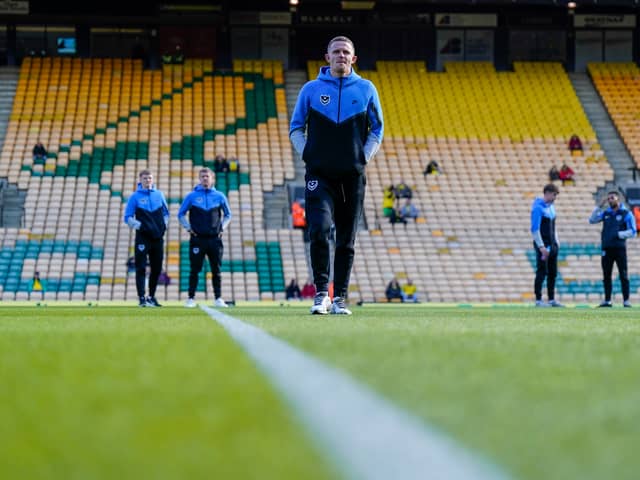 Colby Bishop on the Carrow Road pitch before he sustained an injury in the pre-match warm-up