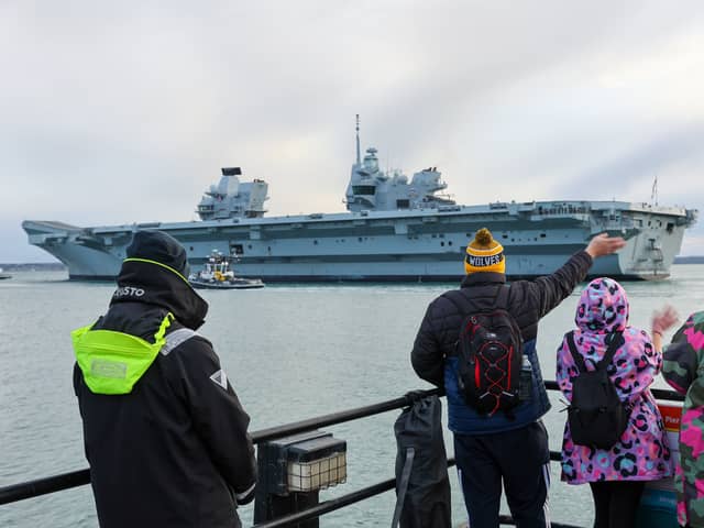 HMS Prince of Wales leaving Portsmouth Harbour