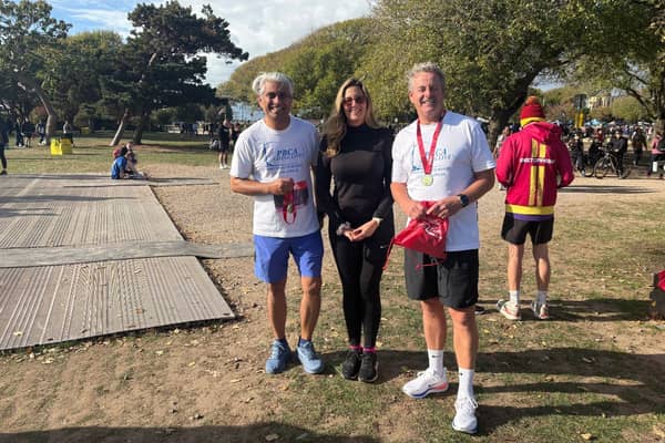 From left, Professor Jim Khan, Elise Sargent and Stuart Maun.