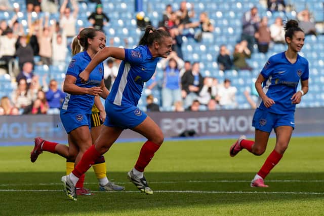 Kerry Beattie scored twice in the win against Cheltenham at Fratton Park