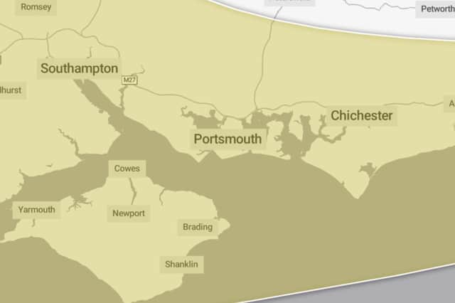A yellow warning for wind will be in place for Portsmouth from 00:00 to 12:00 on Friday 23 October.