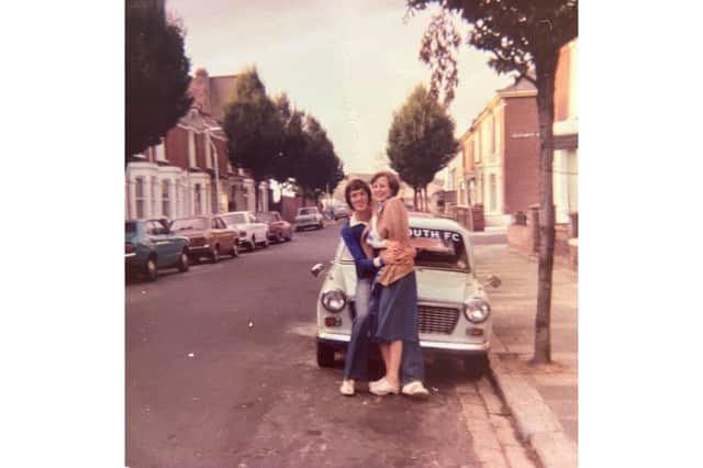 Doug and his then girlfriend in front of the trusty Austin 1100, which took Doug and his mates to Pompey games around the country