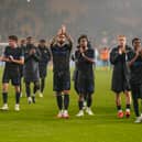 Marlon Pack and Pompey's players applaud he travelling support following Tuesday night's 1-1 draw at Molineux. Picture: Jason Brown